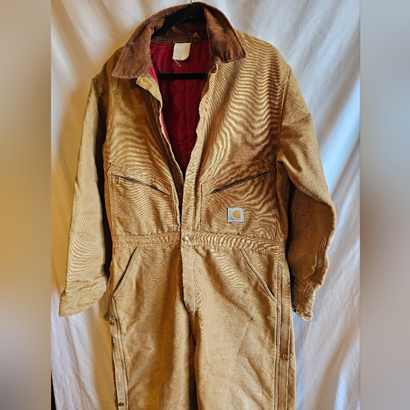 Carhartt Corduroy Coverall Vintage Insolated  Brown Canvas Large 40x30 - Picture 1 of 4